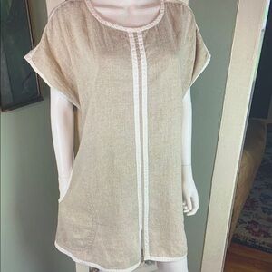 Beige Women's Top with White Trim